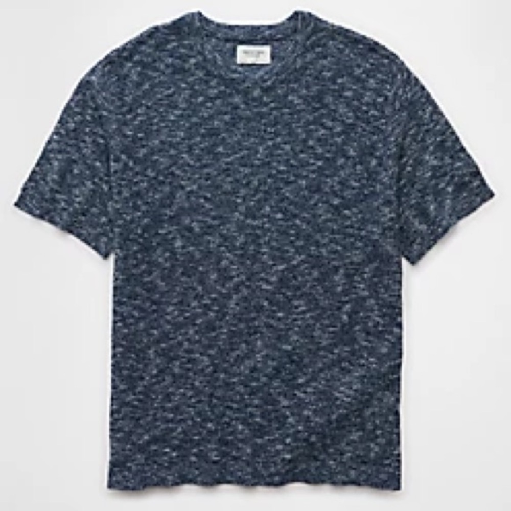 American Eagle AE Linen-Blend Short Sleeve Sweater T-Shirt Crew Indigo XL